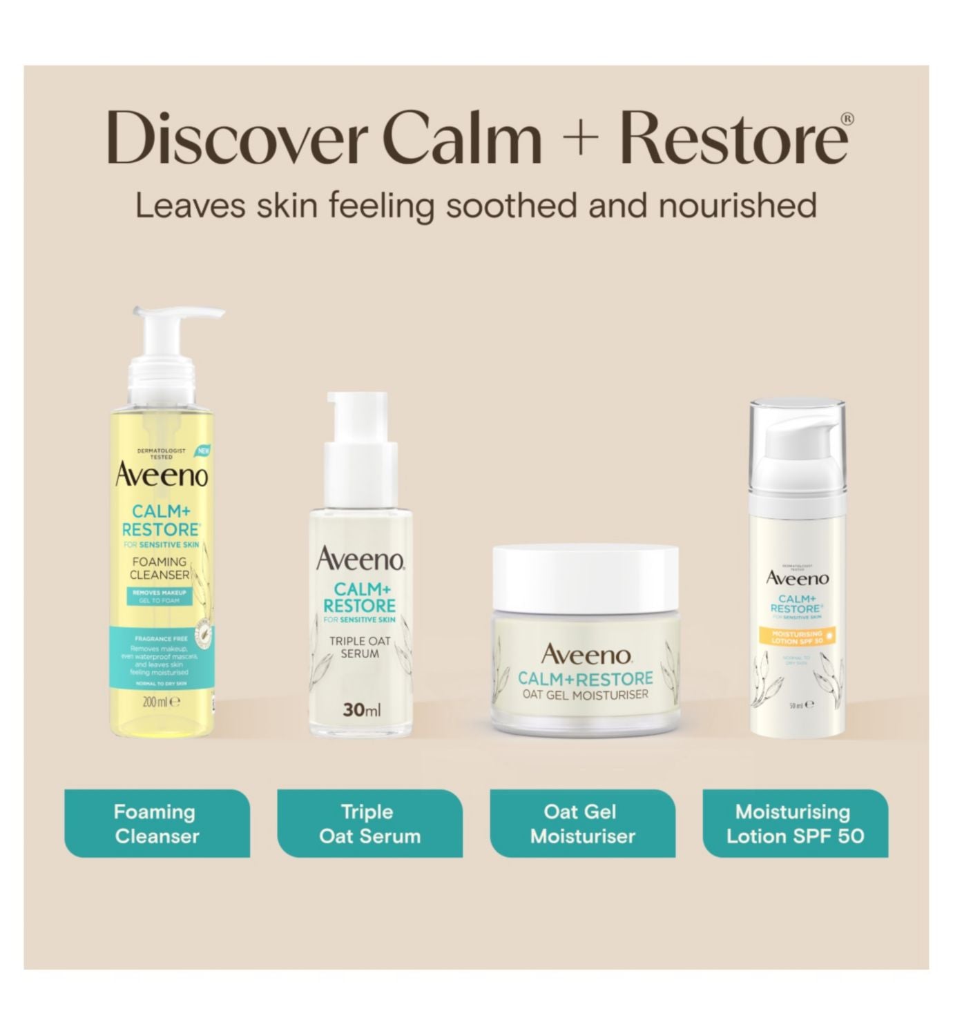 Aveeno Calm Restore Oat Balm Very Dry Skin 50ml - British product