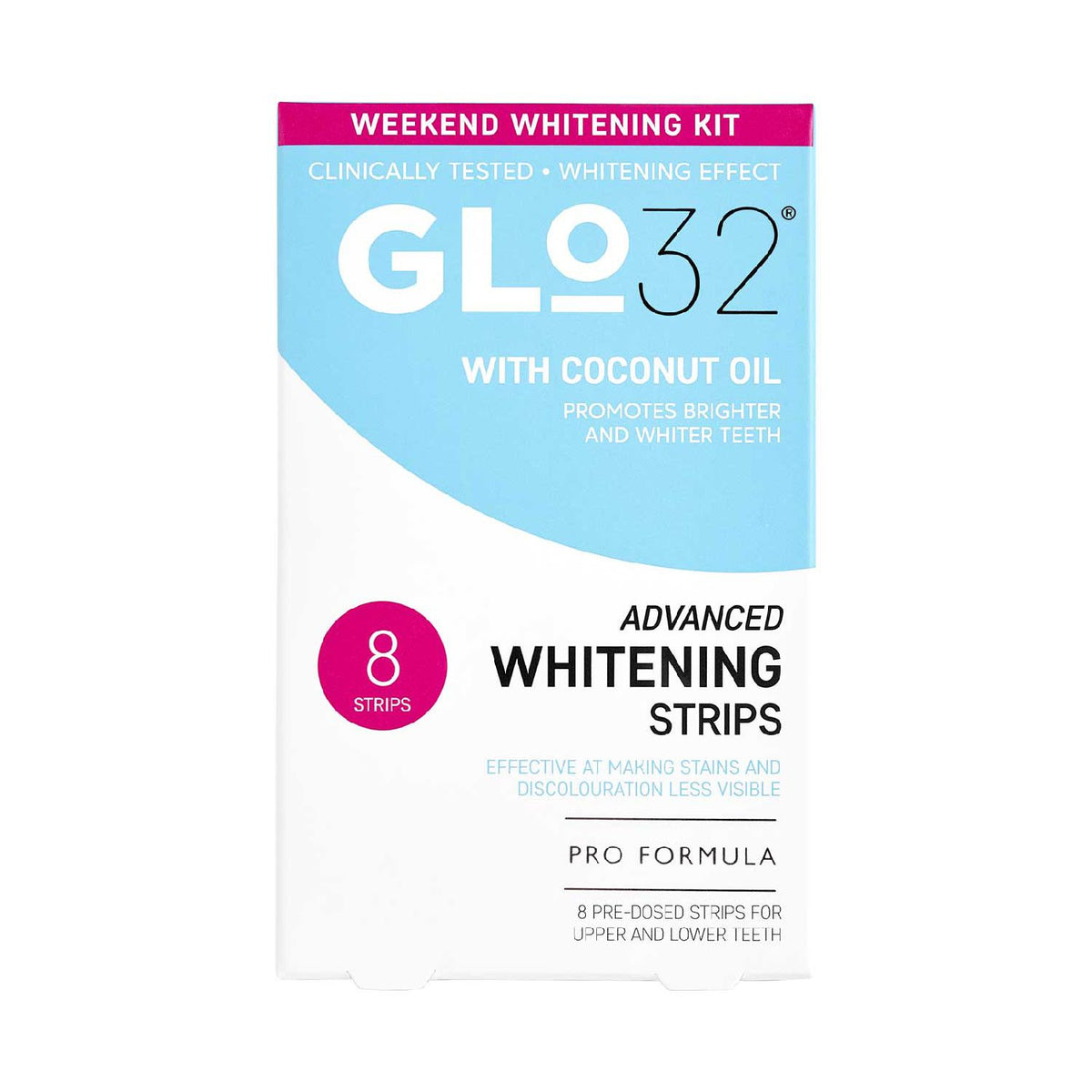 Glo32 Weekender Whitening Strips 8 strips, imported from the UK