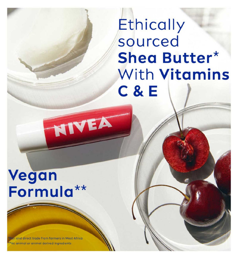 NIVEA Cherry Shine Lip Balm 4.8g (British brand)