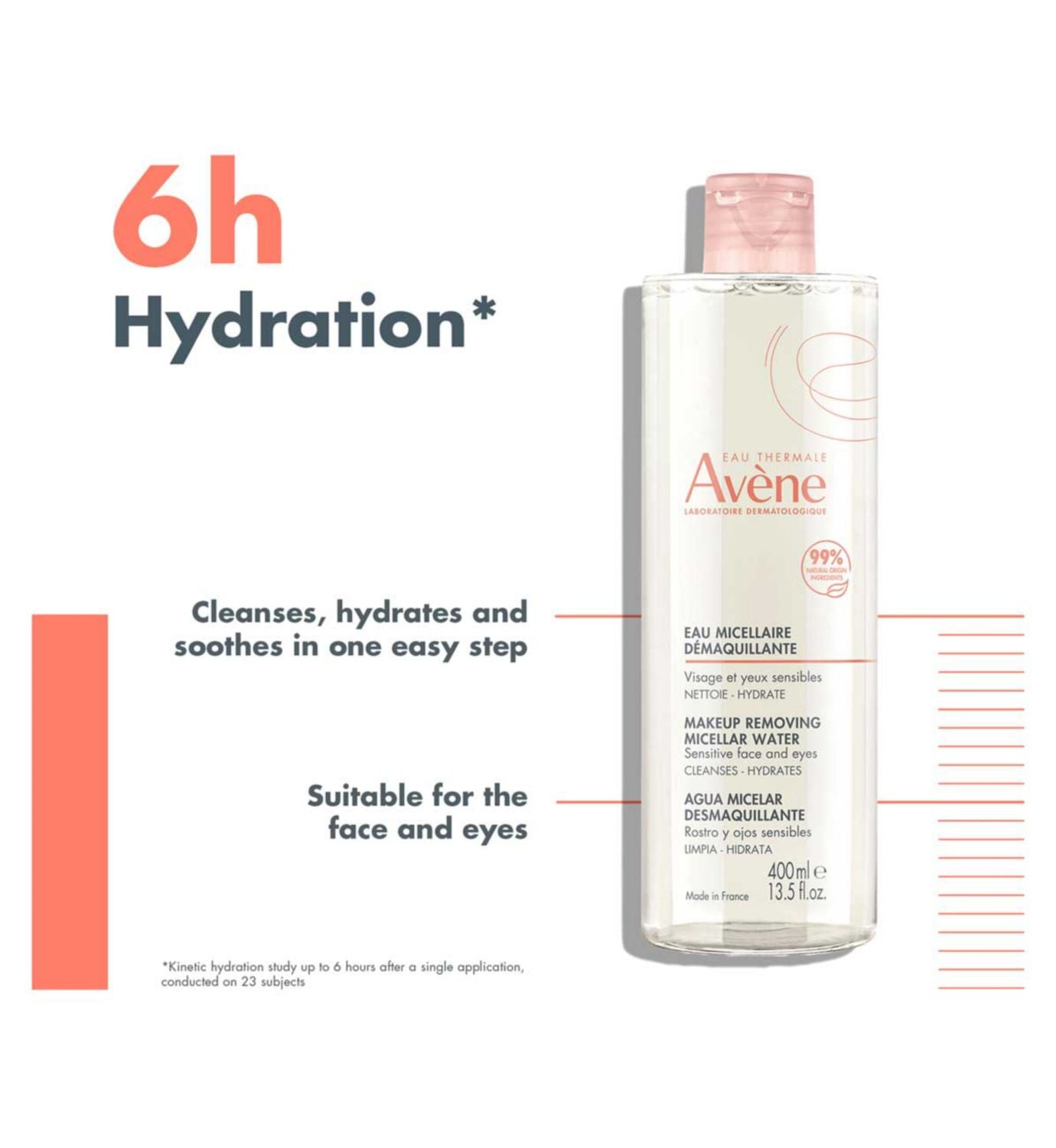 Avène micellarvann for sensitiv hud 400 ml - britisk produkt
