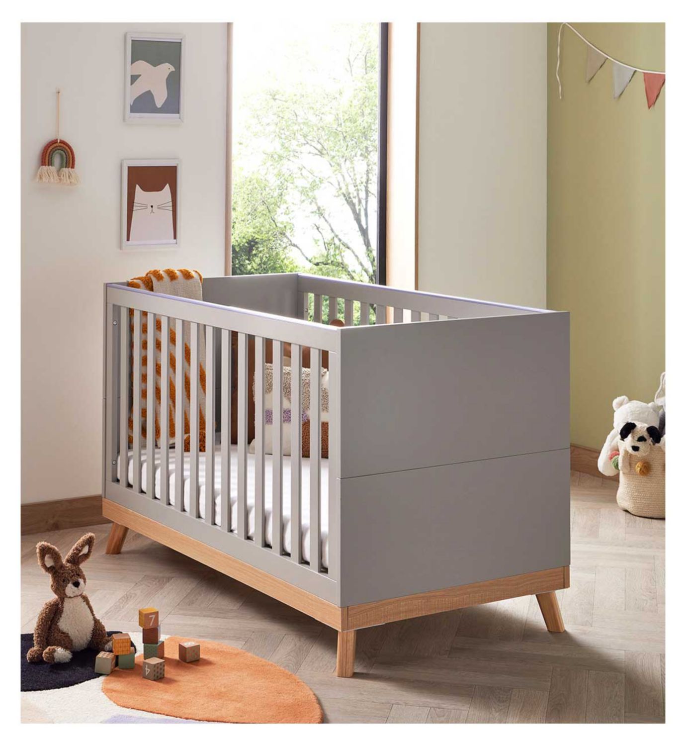 Cuna Babymore Mona gris de 145 cm - Producto británico