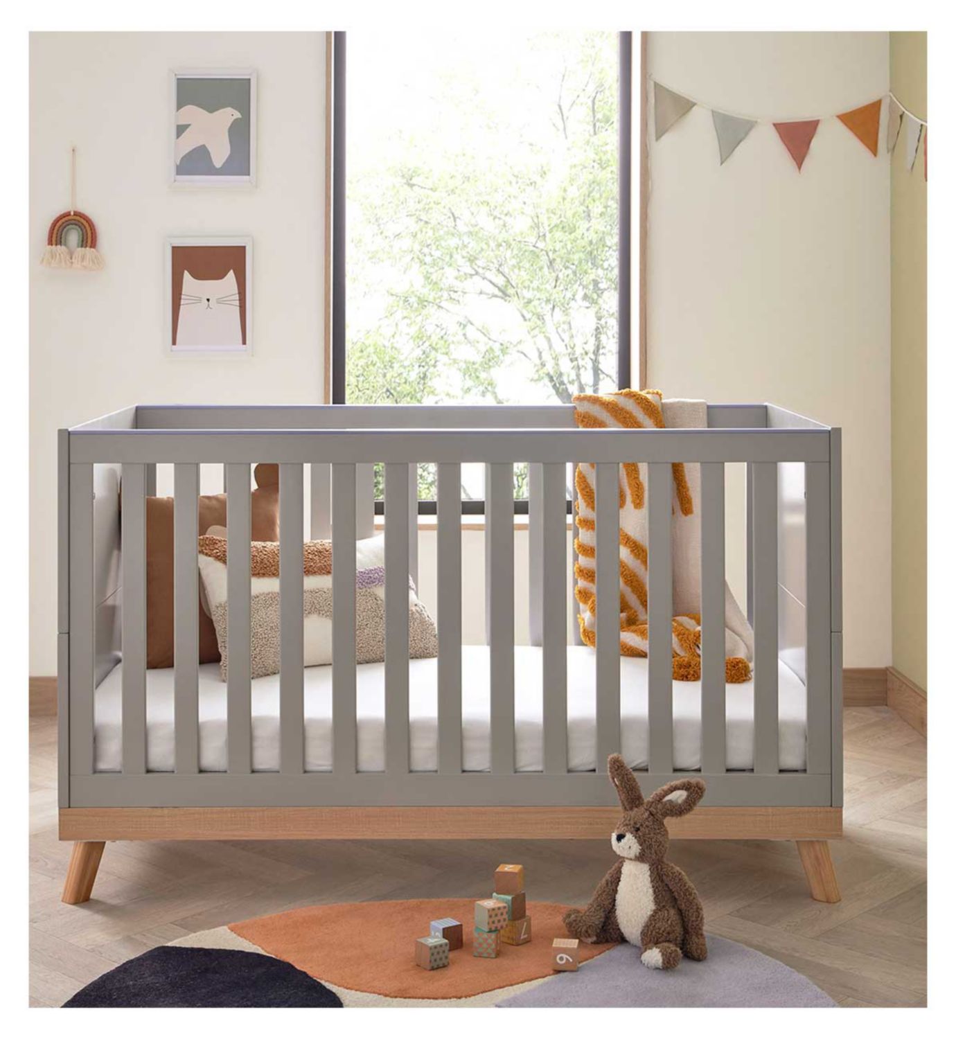 Cuna Babymore Mona gris de 145 cm - Producto británico