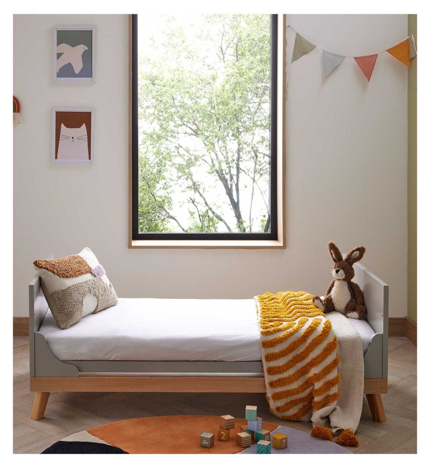 Cuna Babymore Mona gris de 145 cm - Producto británico