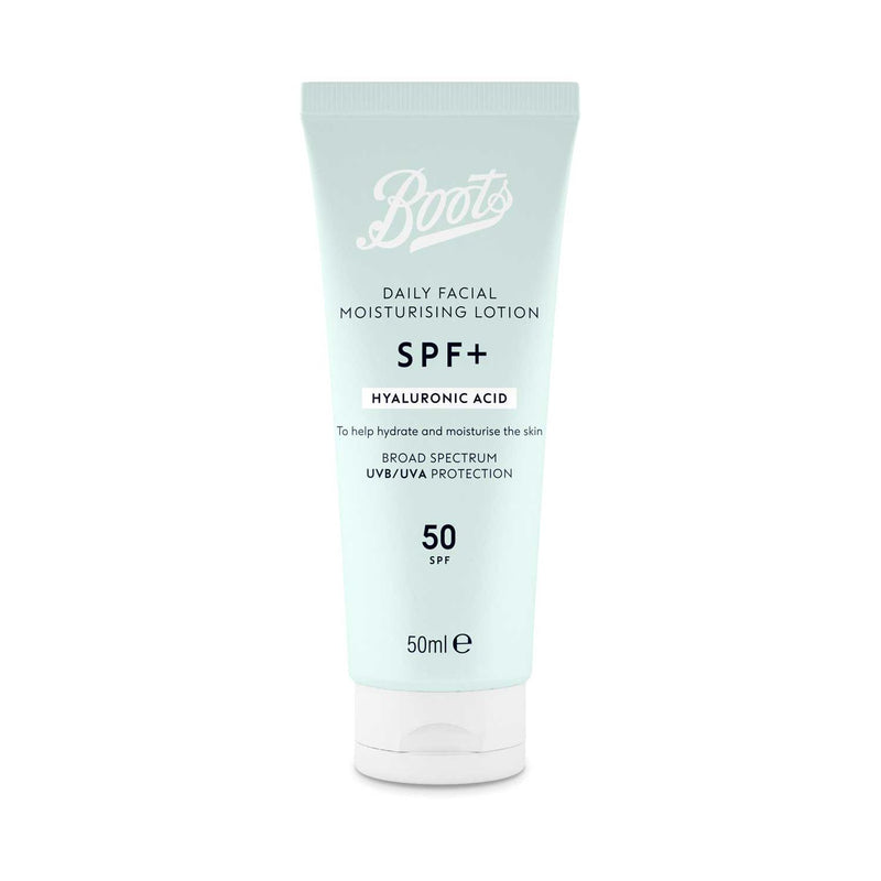 Boots SPF50 hyaluronic acid moisturising lotion 50ml, UK version