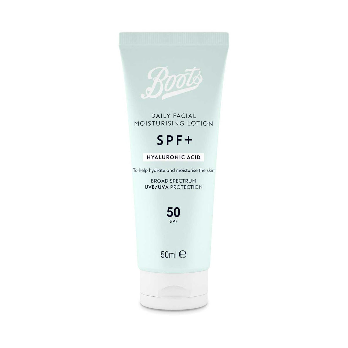 Boots SPF50 hyaluronic acid moisturising lotion 50ml, UK version