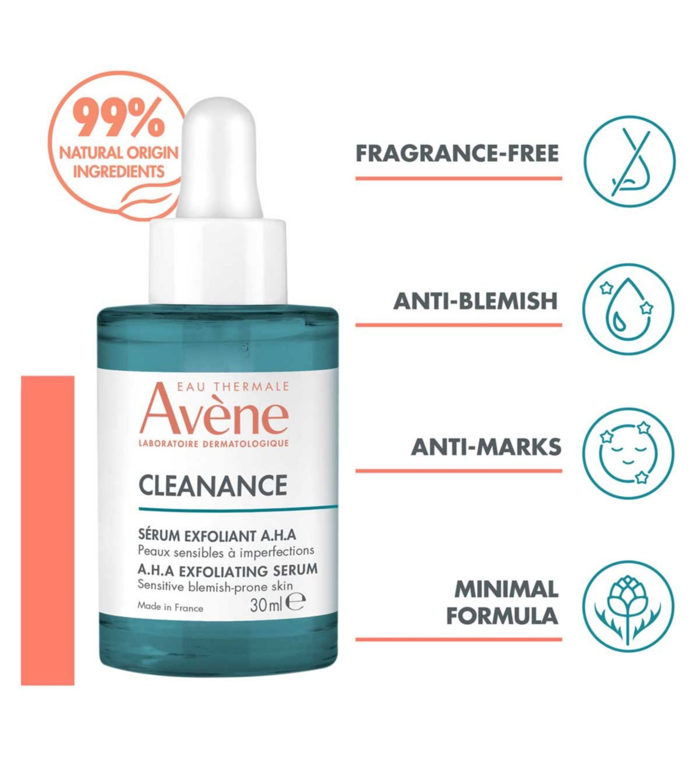 Avène Cleanance A.H.A Exfoliating Serum 30ml - British product