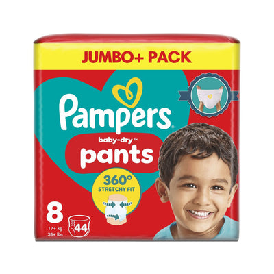 Boots Pampers Baby-Dry Nappy Pants Size 8 44 Nappies (17kg+)- Buy online at McGrocer