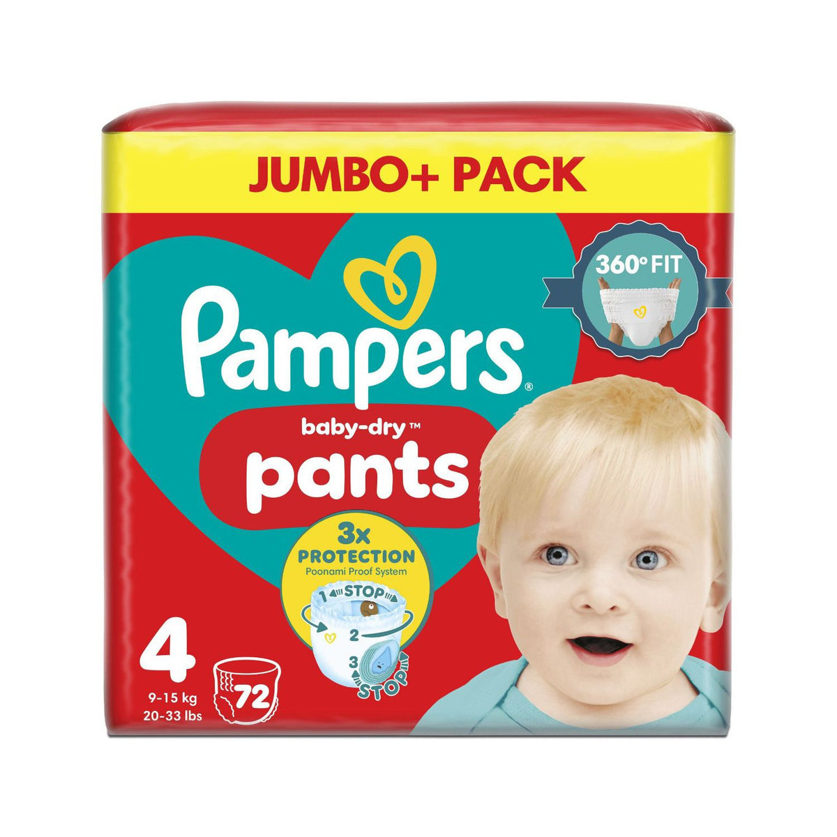 Pampers baby nappy pants size 4 72 nappies, UK version