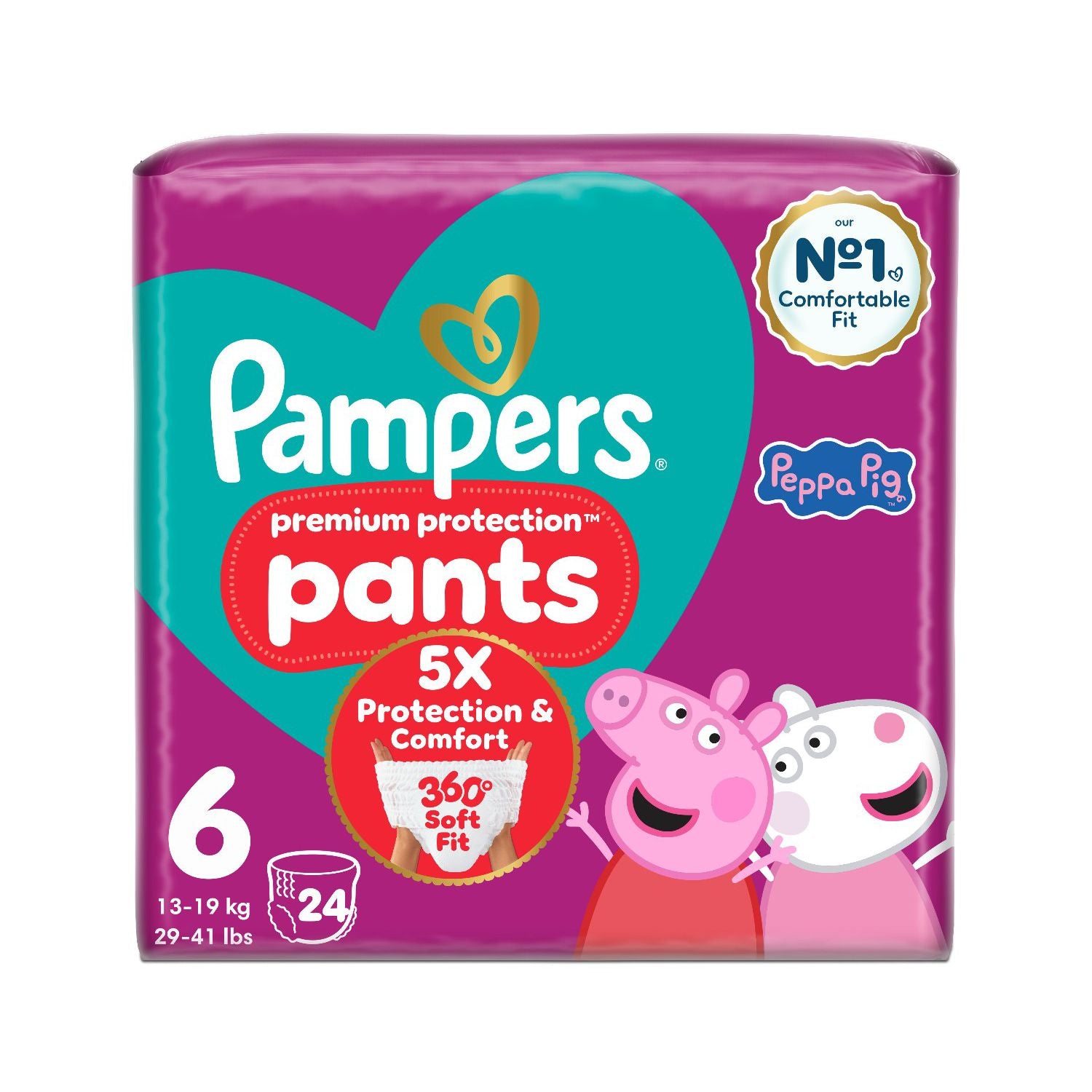 Pampers Premium Protection nappy pants Size 6 24 pack, UK version