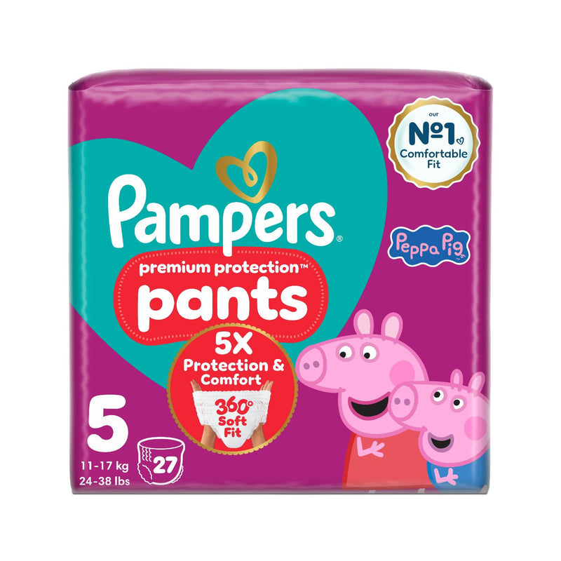 Pampers Premium Protection nappy pants size 5, 27 nappies (British brand)