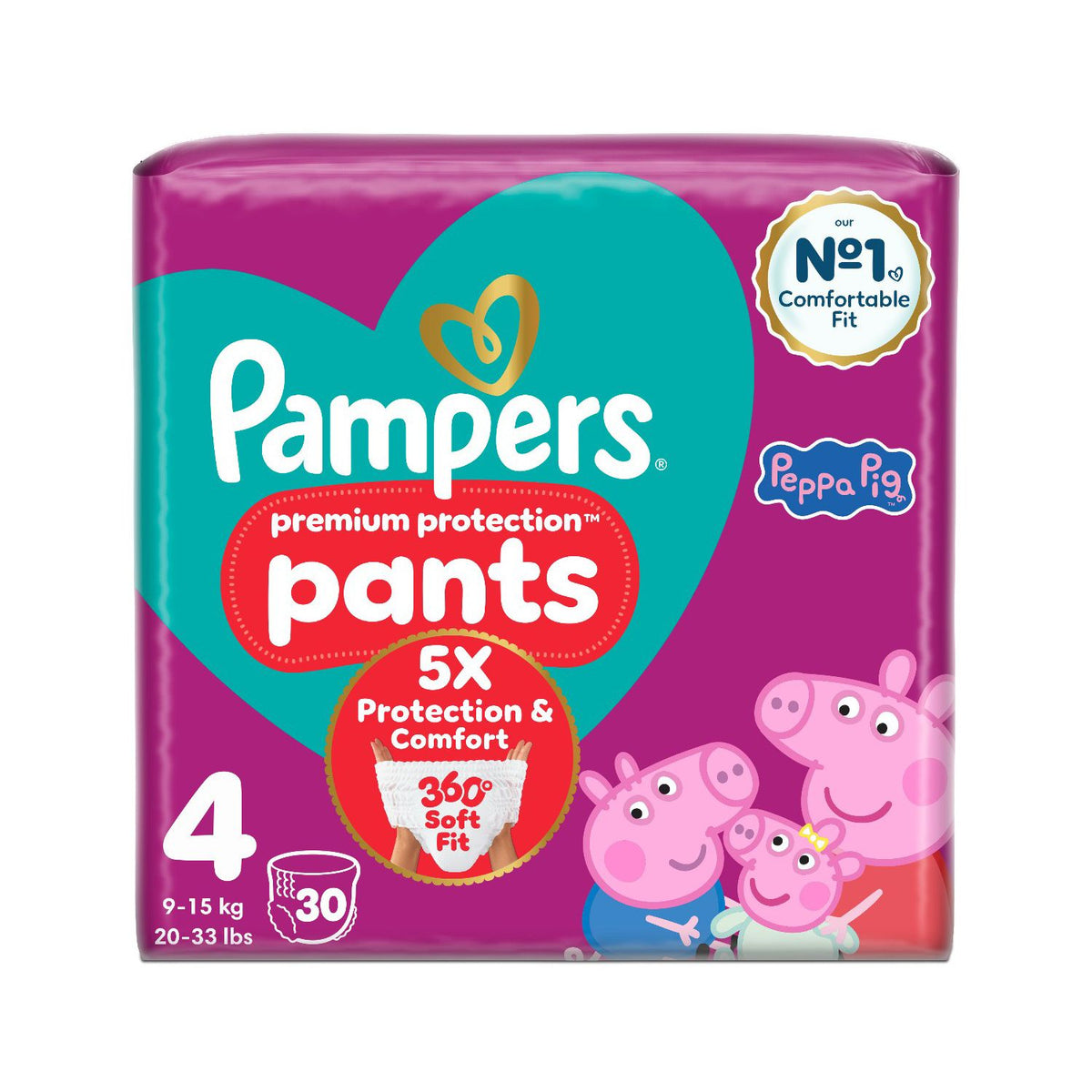 Pampers Premium Protection nappy pants size 4 30 nappies, imported from the UK