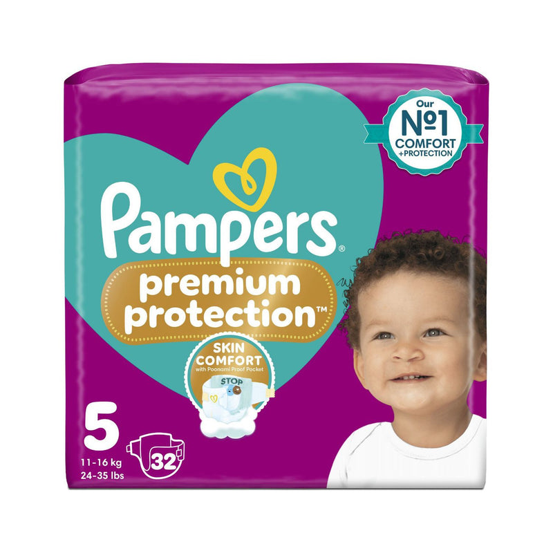 Pampers Premium Protection nappies size 5 32 count (British brand)