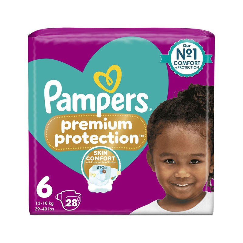 Pampers Premium Protection Size 6 baby nappies 28-pack, UK version