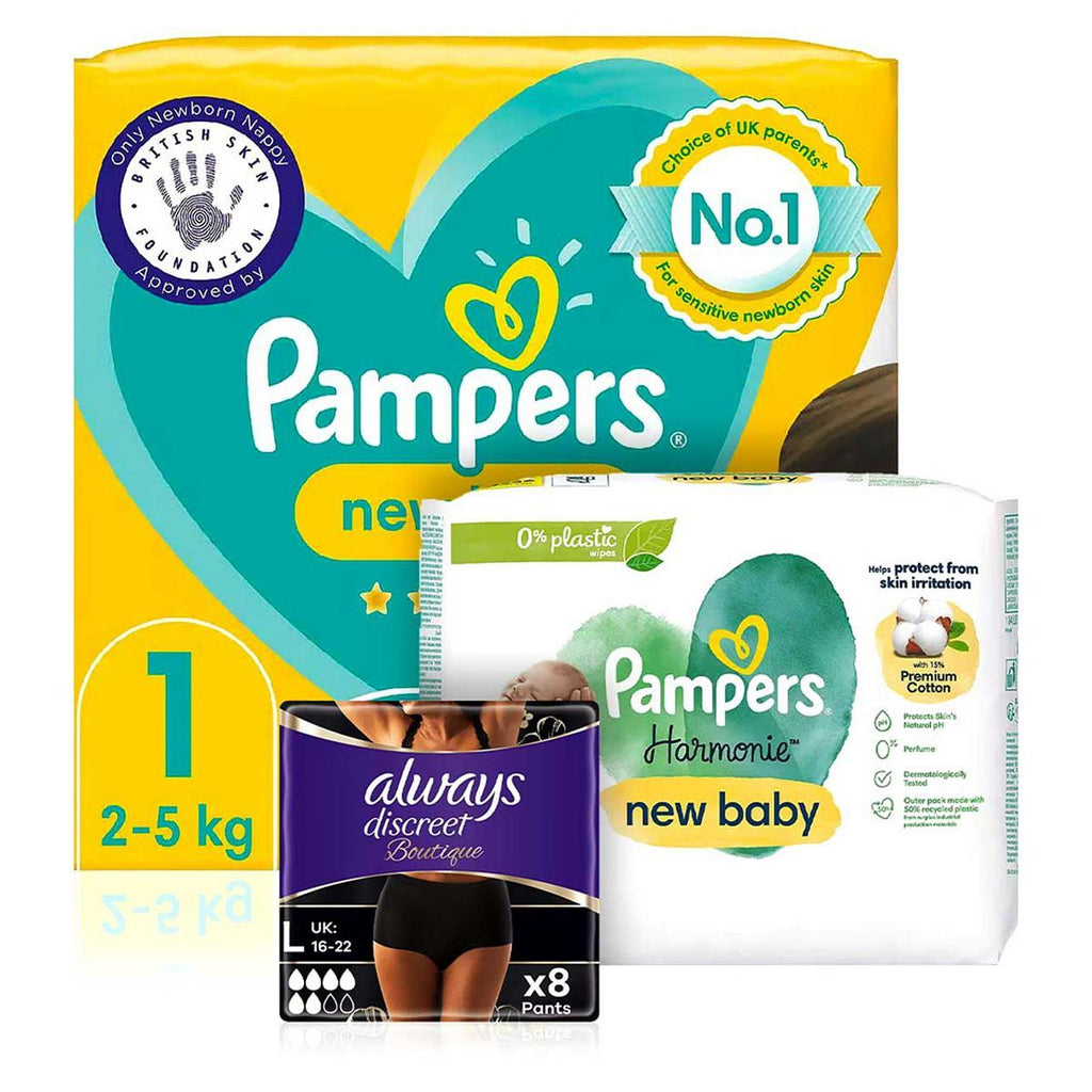 Pampers & Always bundle for New Mum and Baby - Wipes, Nappies and Pants