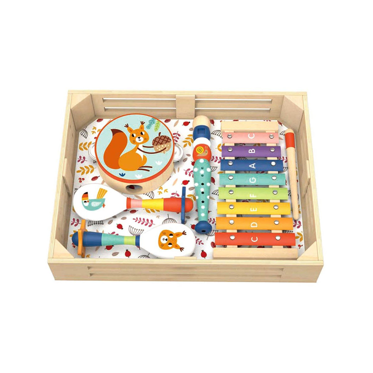 Tooky Toy wooden musical instrument set Forest - British product