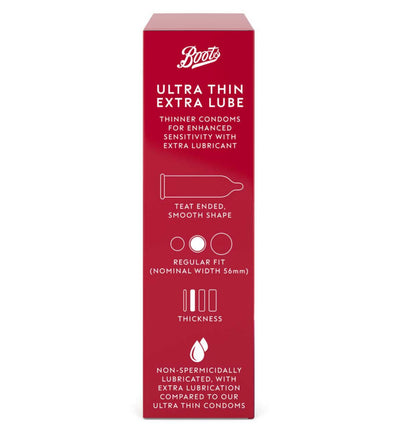 Boots Boots Ultratynne Ekstra Glidemiddel Kondomer Vanlig Passform 12 Pakning - Kjøp online hos McGrocer