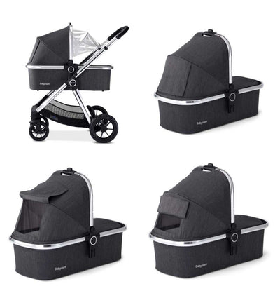 Babymore Memore V2 Reisesystem 13-teiliger Luxus-Kinderwagen - Chrom
