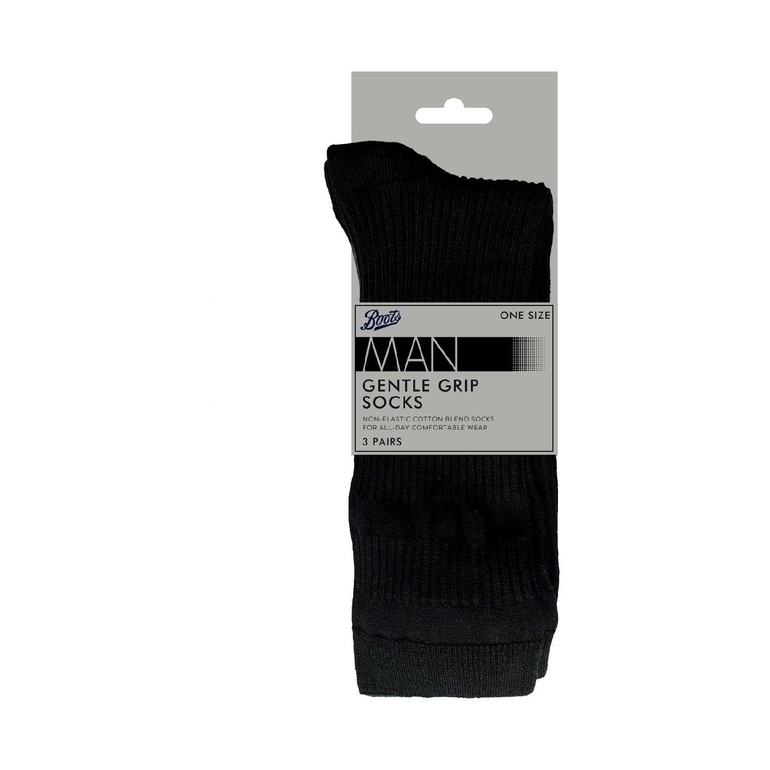Boots Men's Cotton Gentle Grip Socks 3 Pair Pack - British product