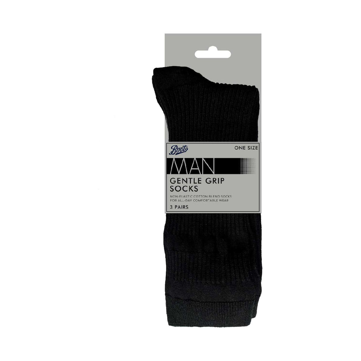 Boots Men's Cotton Gentle Grip Socks 3 Pair Pack - British product