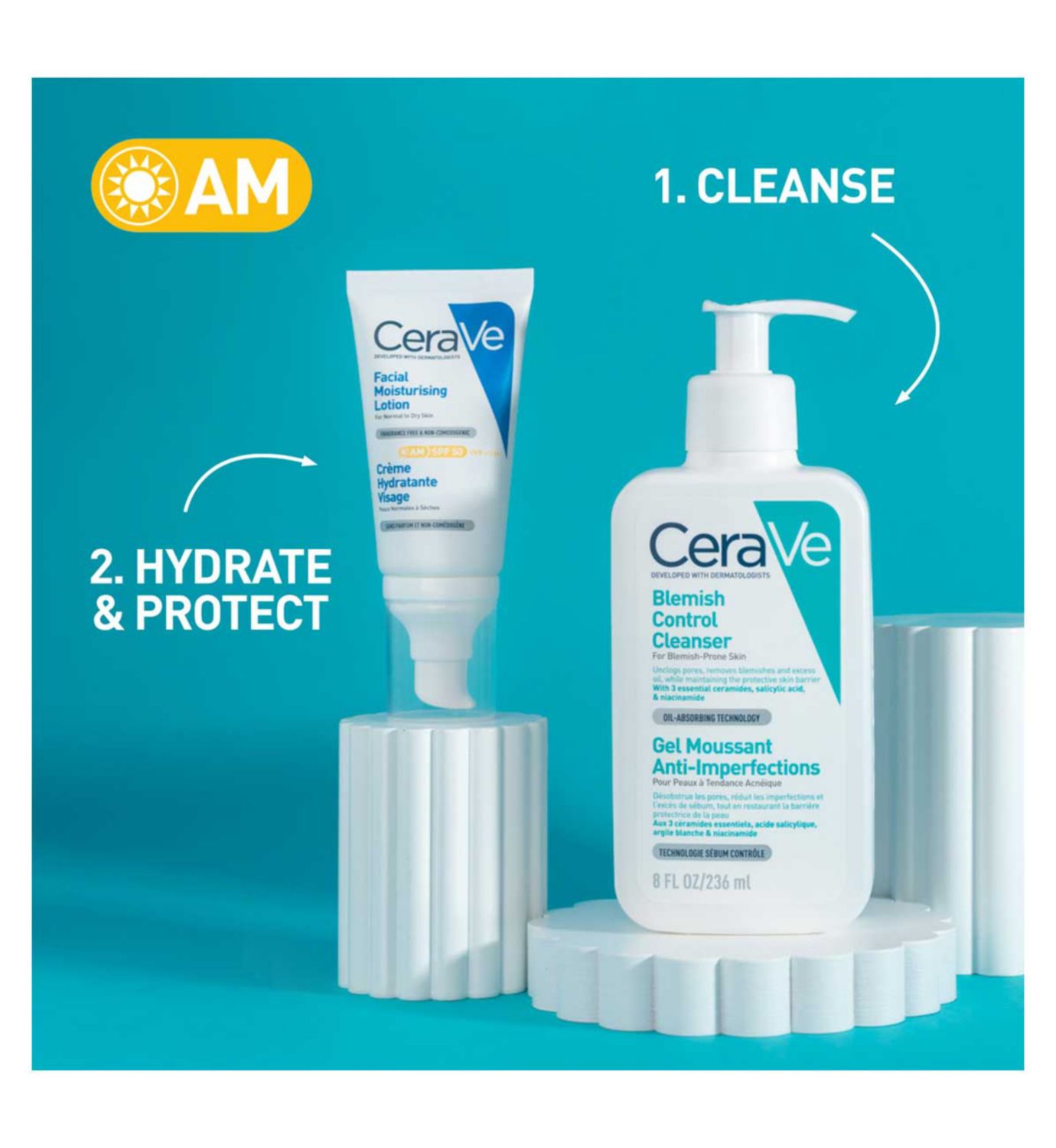CeraVe Blemish-Prone Skincare Routine with SPF Bundle - British product