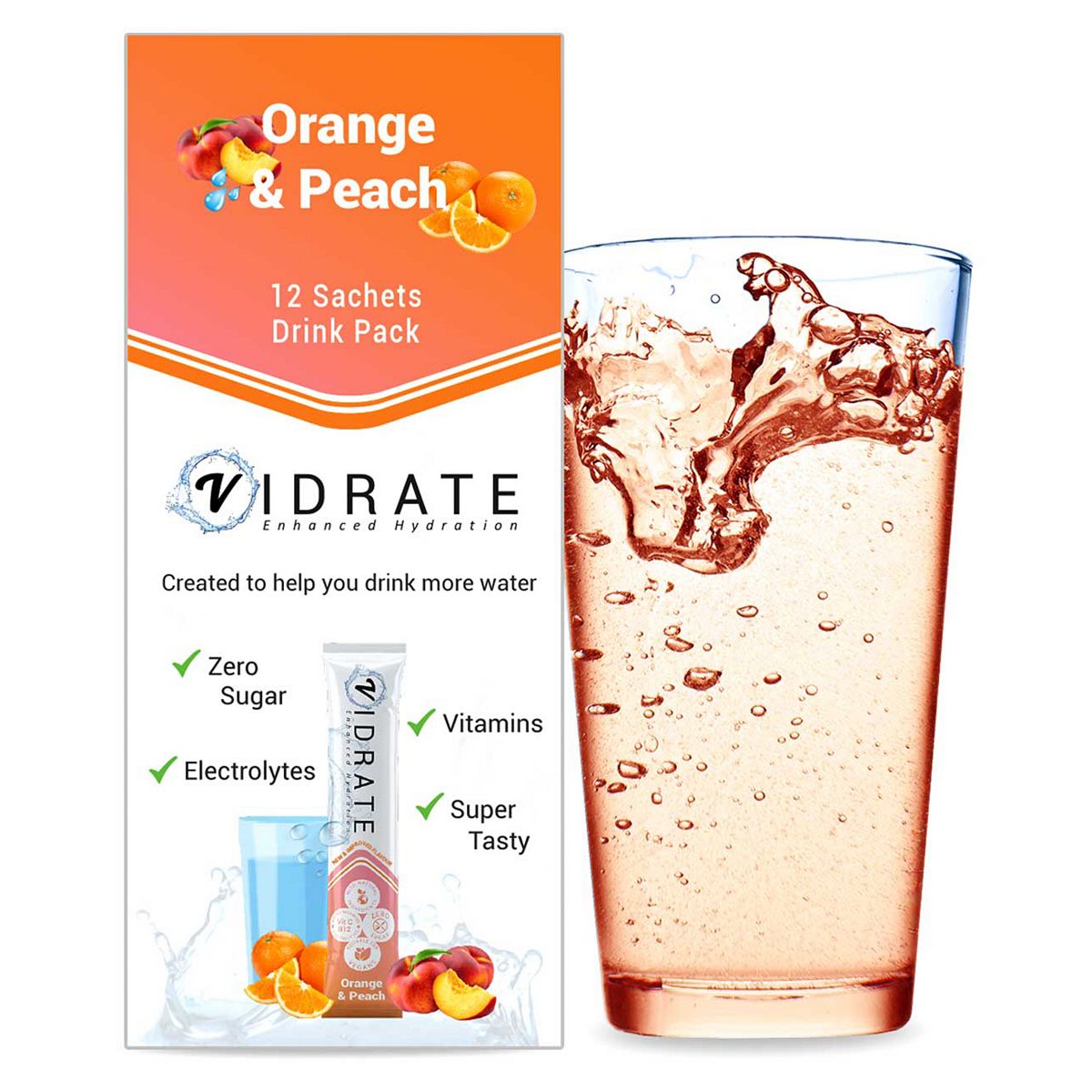 ViDrate Hydration Sachets Orange & Peach - 12 Sachets GOODS Boots   