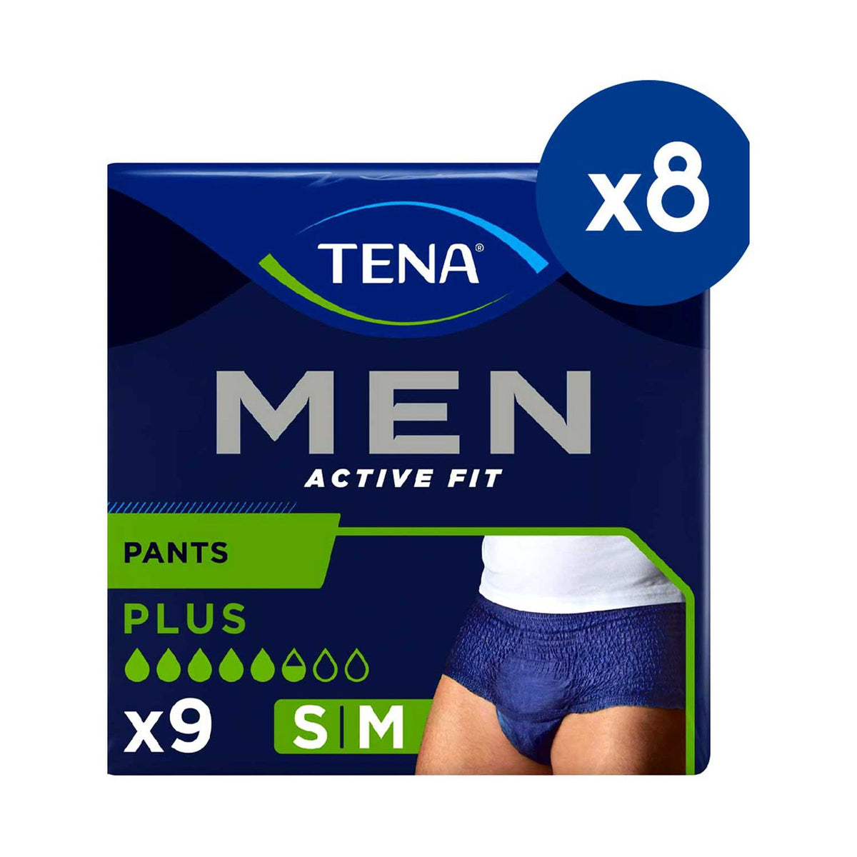 TENA Men Active Fit Plus incontinence pants 8-pack - British product