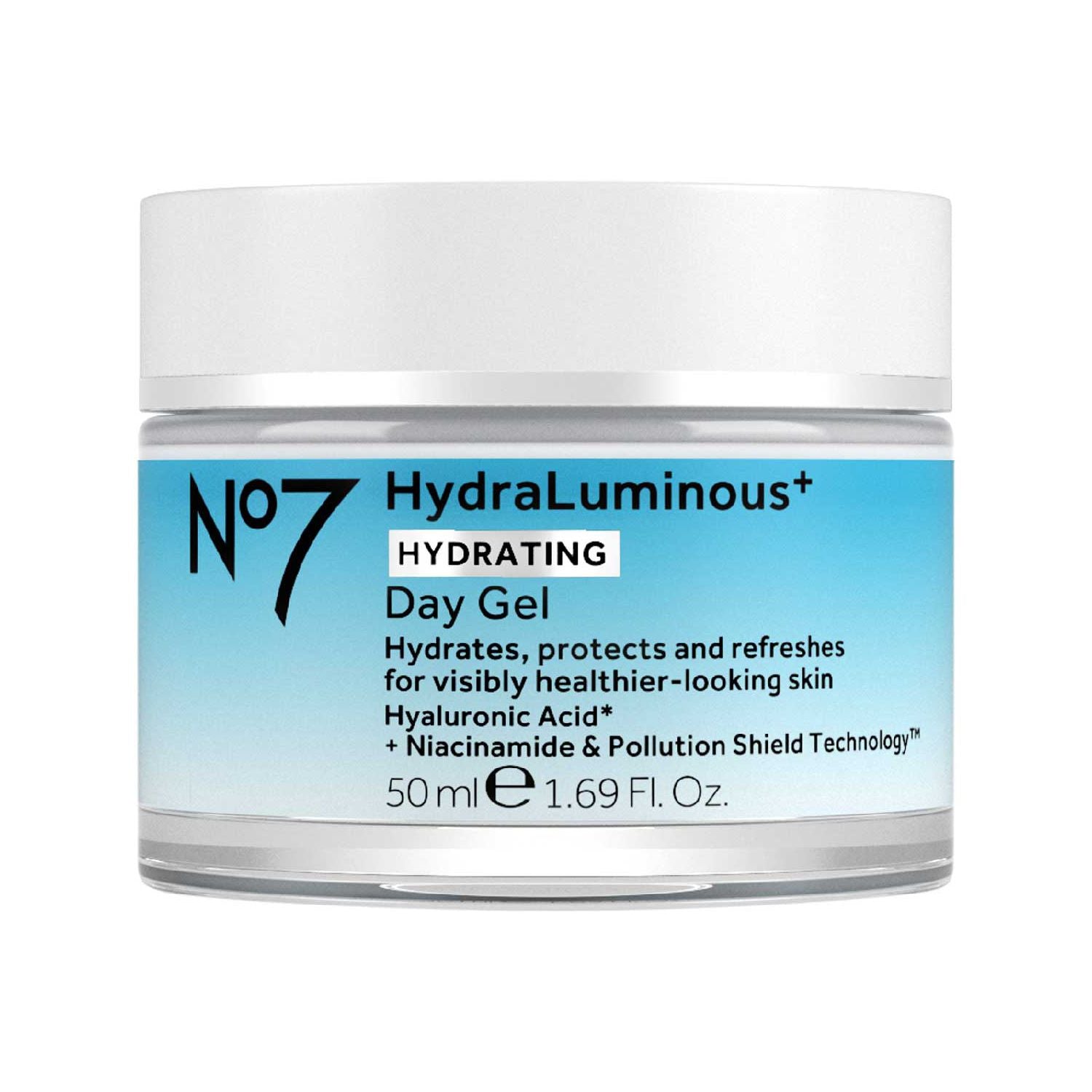 No7 HydraLuminous+ Day Gel 50ml, imported from the UK