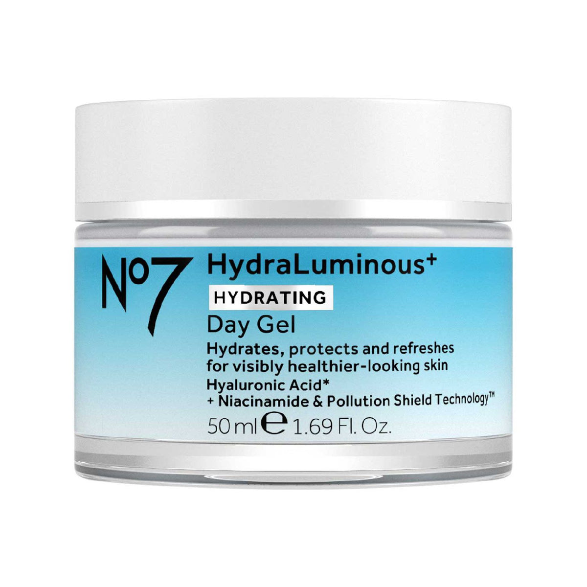 No7 HydraLuminous+ Day Gel 50ml, imported from the UK