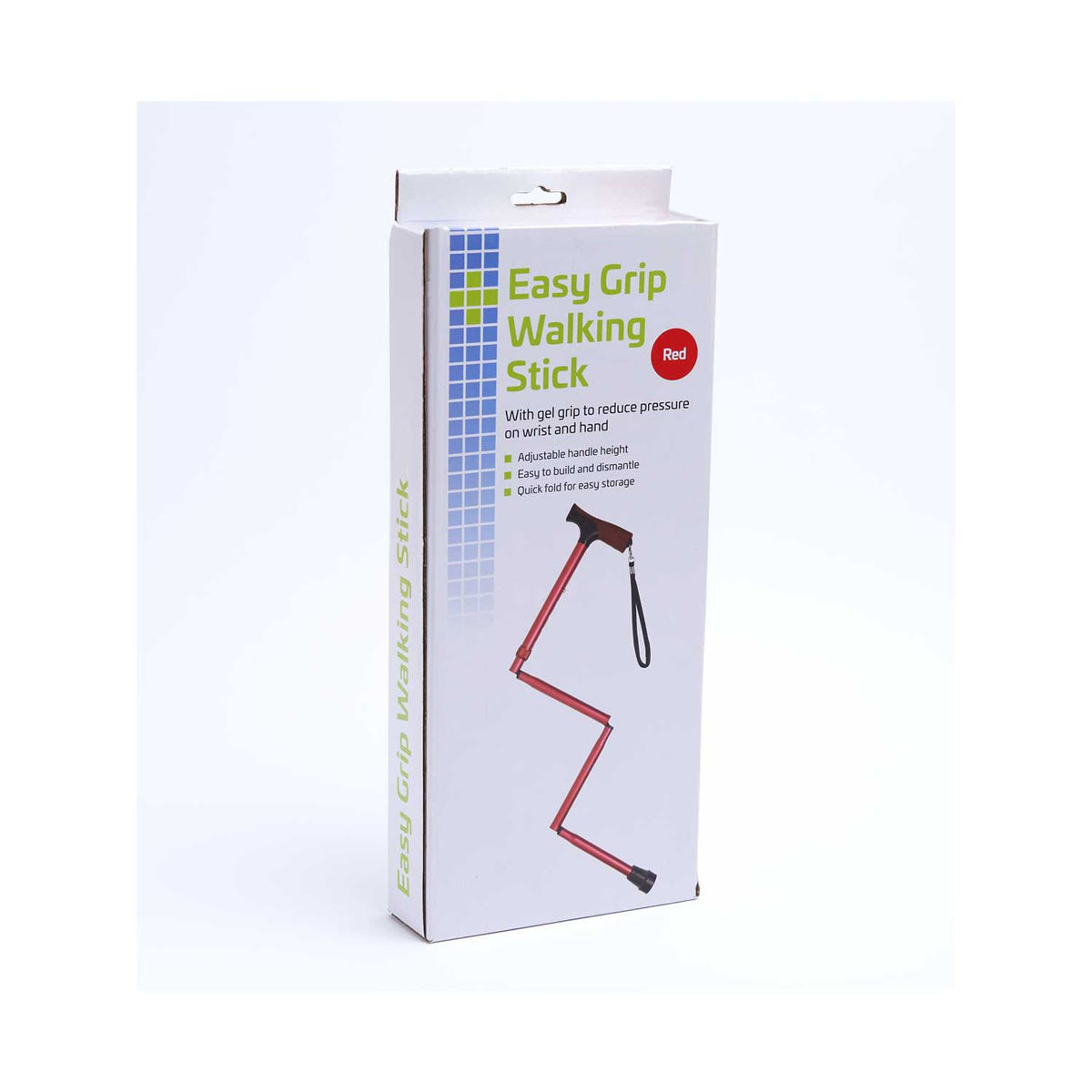 Crest folding walking stick red adjustable handle - British product