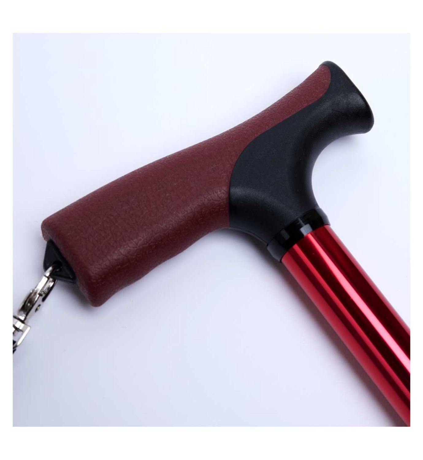 Crest folding walking stick red adjustable handle - British product