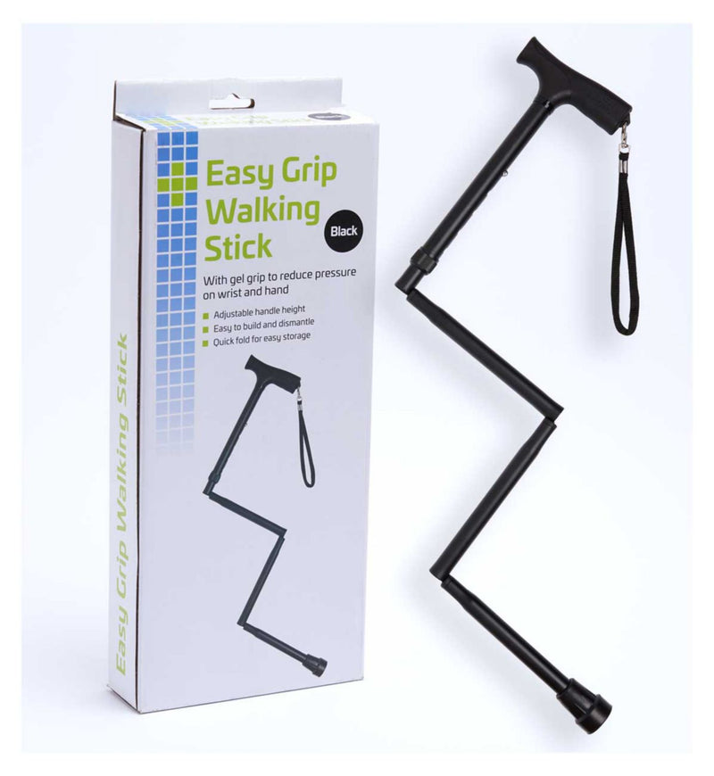 Crest Folding Walking Stick Gel Handle Adjustable Height - British product