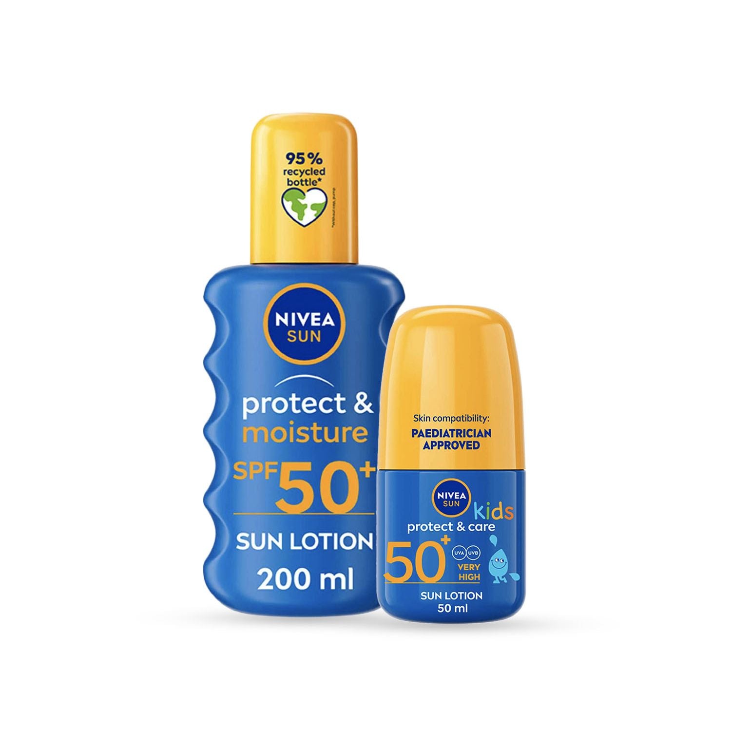NIVEA SUN Family Bundle kids roll-on 50ml and spray 200ml, UK version