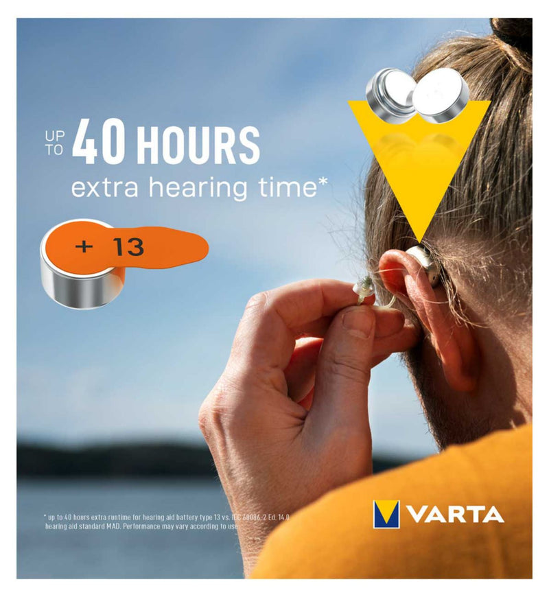 VARTA hearing aid batteries size 13 pack of 8, UK version