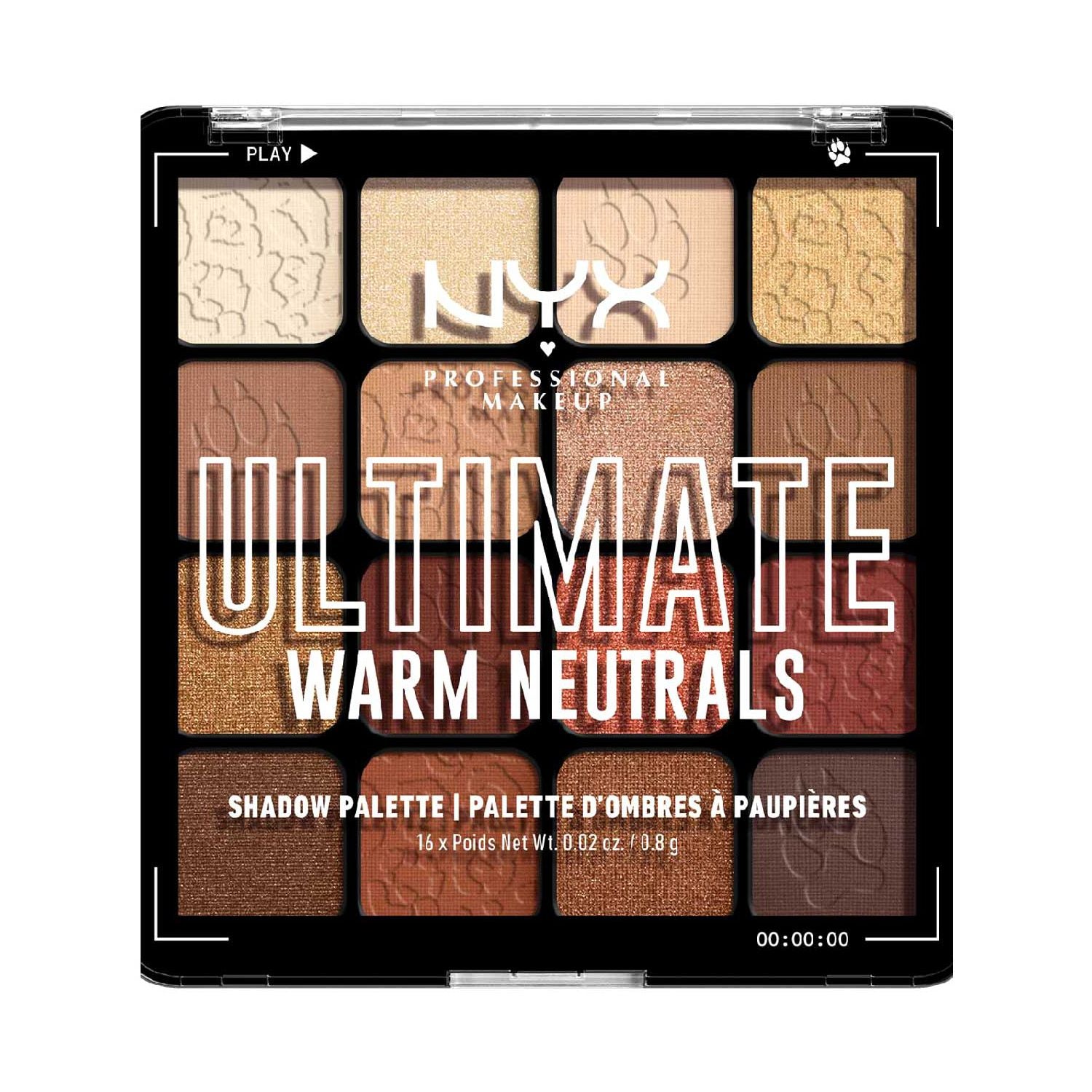 NYX Professional Makeup eyeshadow palette Warm Neutrals 16 pans (British brand)