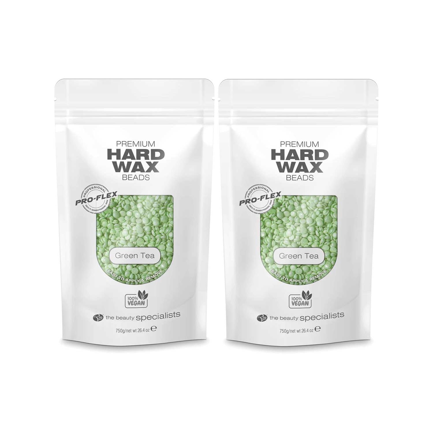 Rio Premium Hard Wax Beads vegan green tea pack of 2 (British brand)
