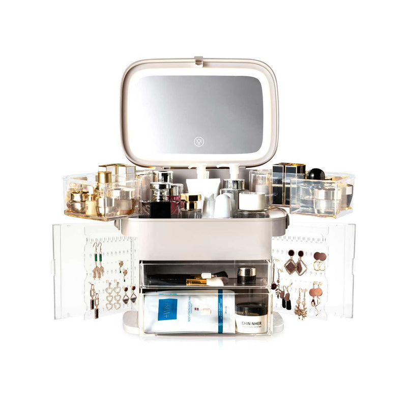 Rio beauty storage box with dimmable mirror (British brand)