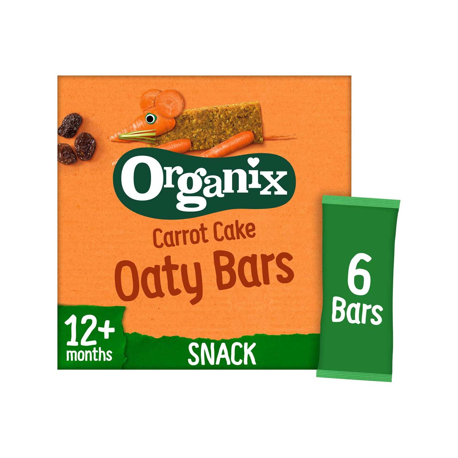 Organix carrot cake soft oaty bars 6x23g - British product