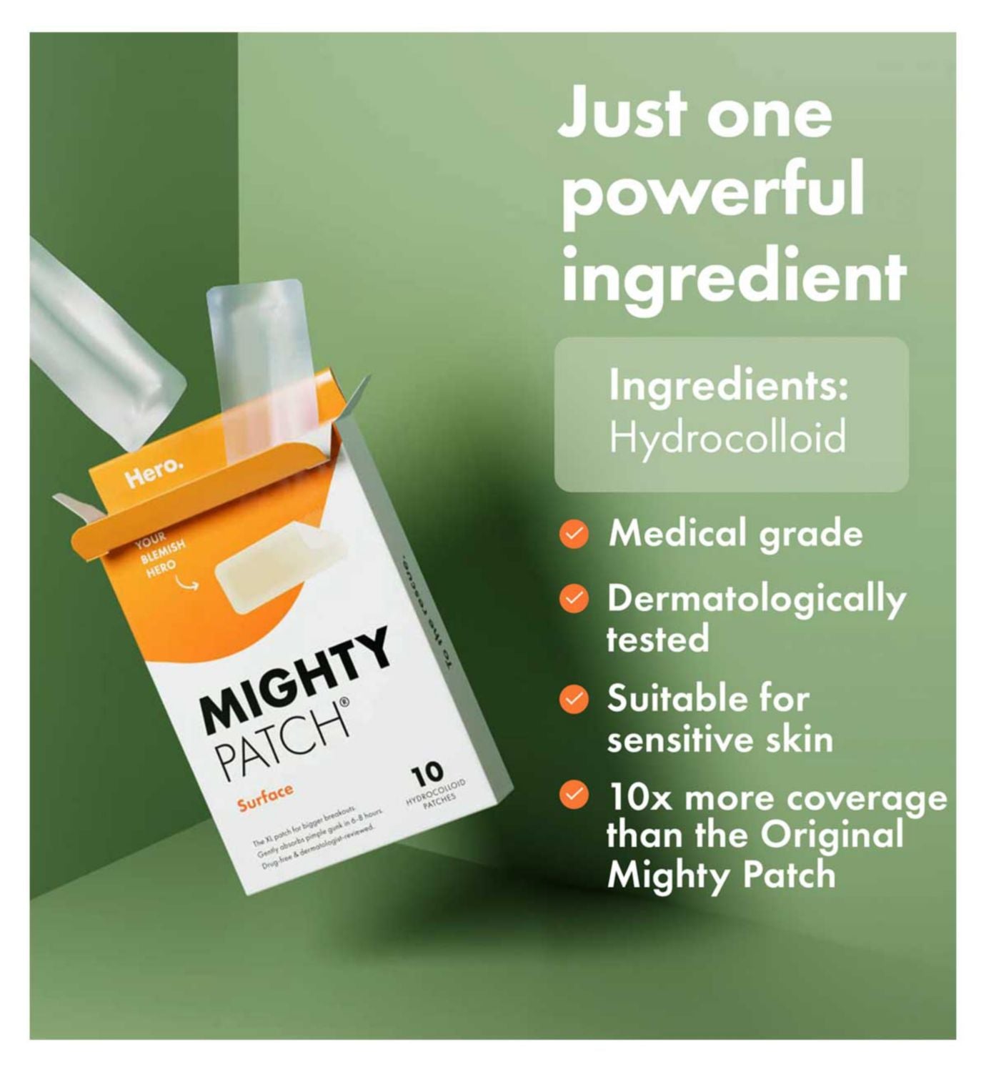 Hero Mighty Patch Surface spot patches 10 count, imported from the UK
