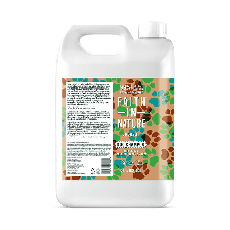 Faith In Nature coconut dog shampoo 5L, UK version