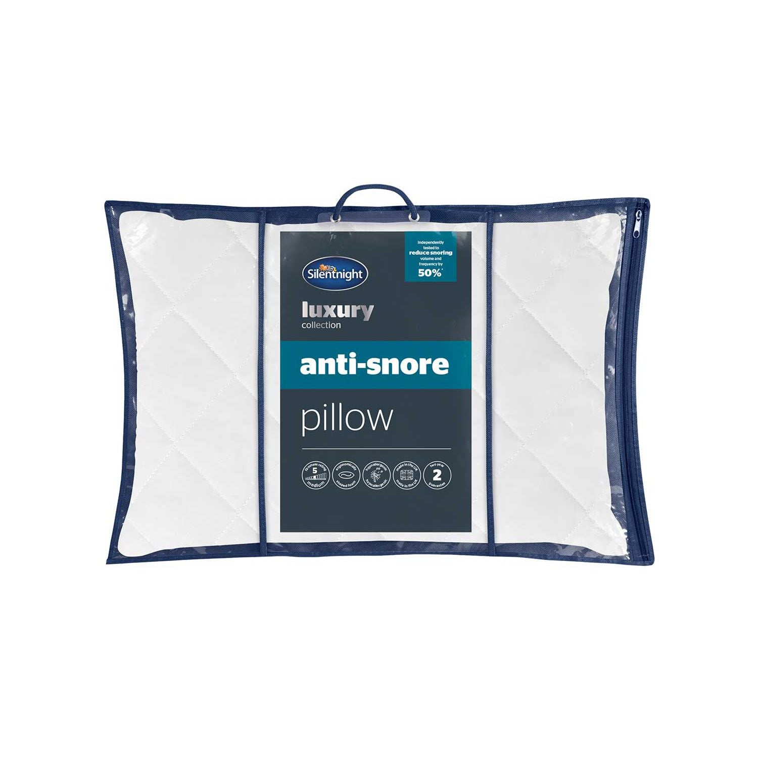Silentnight Luxury Anti-Snore Pillow 75cm x 45cm, imported from the UK
