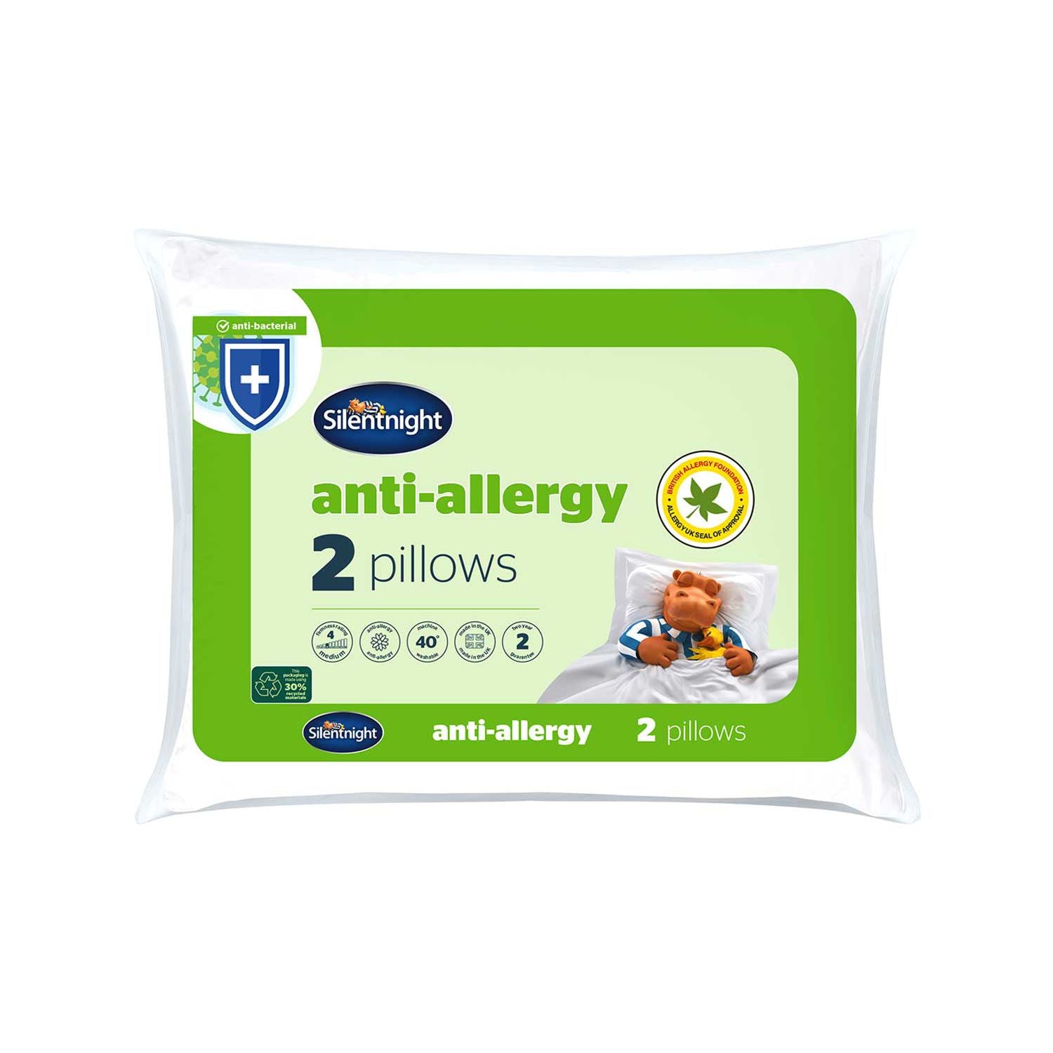 Silentnight anti allergy pillow 2 pack (British brand)