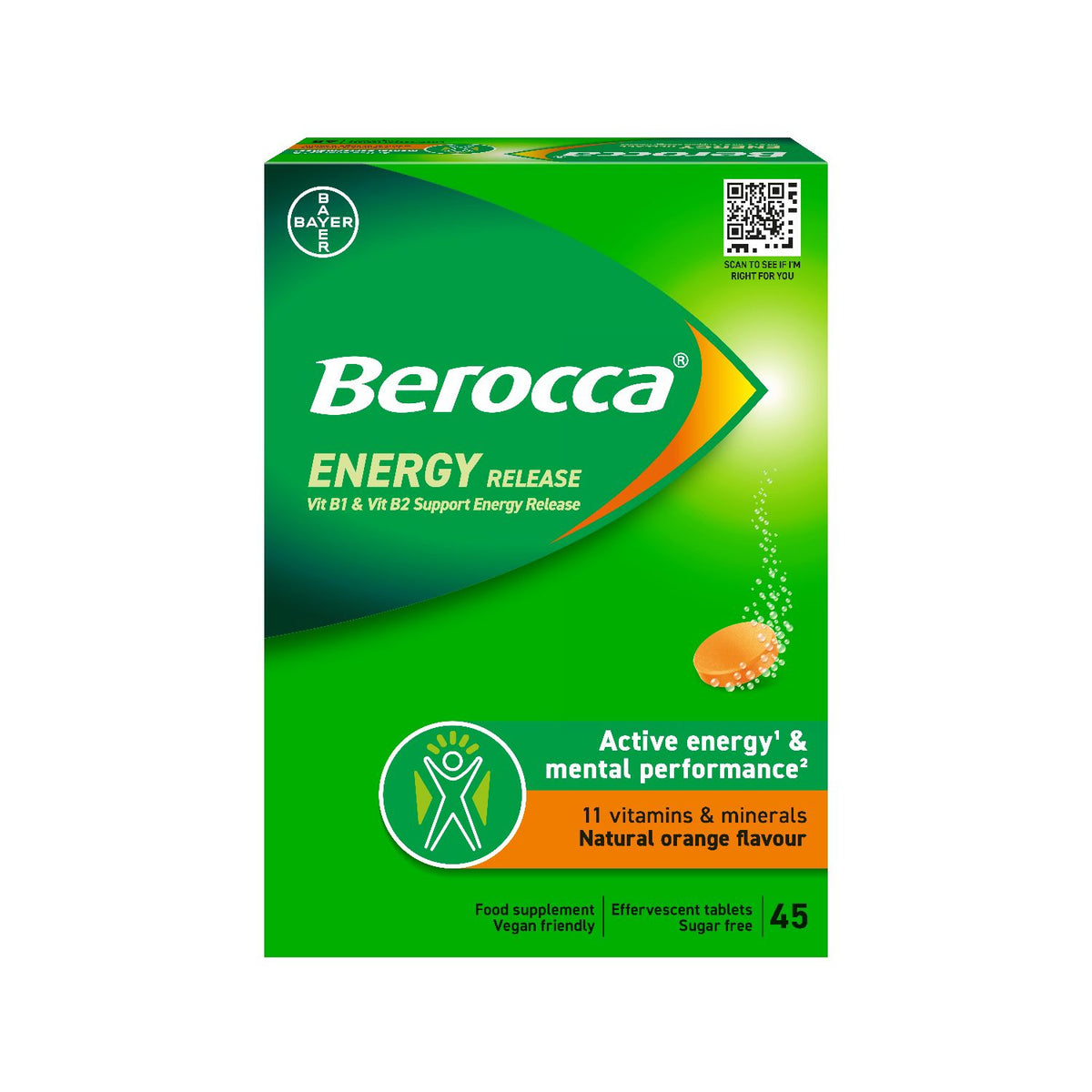 Berocca Orange Energy Vitamin 45 tablets, imported from the UK