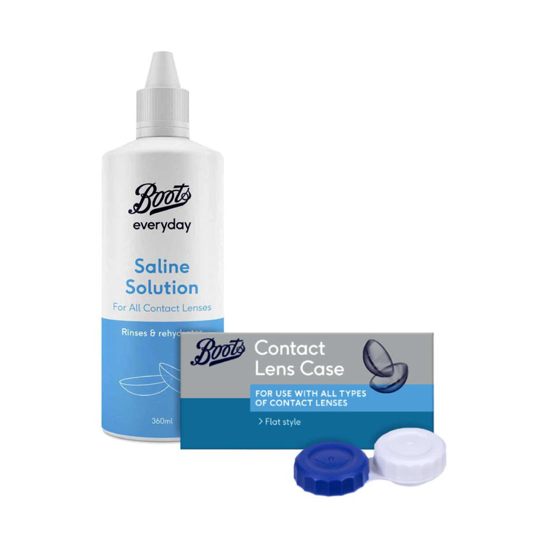 Boots Saline Solution 360ml bundle with lens case, UK version