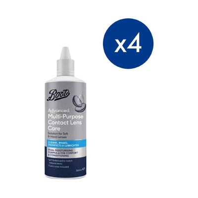 Solution multifonction Avancée pour lentilles de contact Boots lot de 4 x 360ml