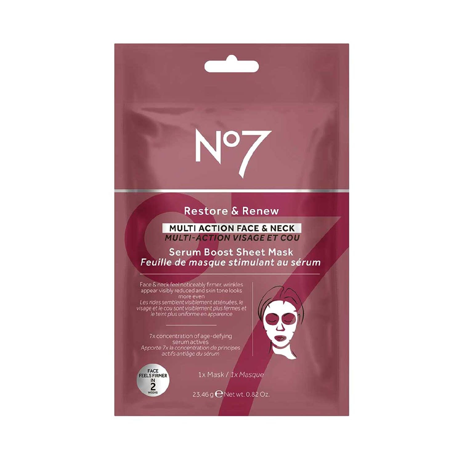 No7 Restore And Renew Serum Sheet Mask, imported from the UK