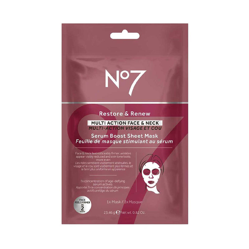 No7 Restore And Renew Serum Sheet Mask, imported from the UK