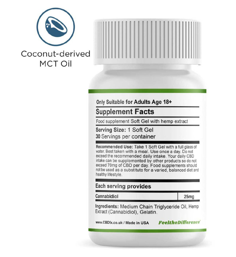 CBDfx soft gel capsules 750mg 30 count - British product