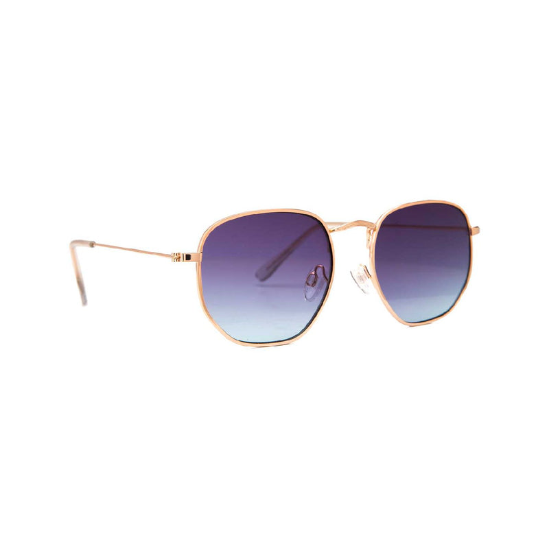Jeepers Peepers Round Metal Frame Sunglasses Purple Lenses Gold One Size