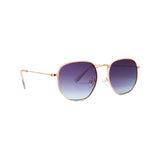Jeepers Peepers Round Metal Frame Sunglasses Purple Lenses Gold One Size