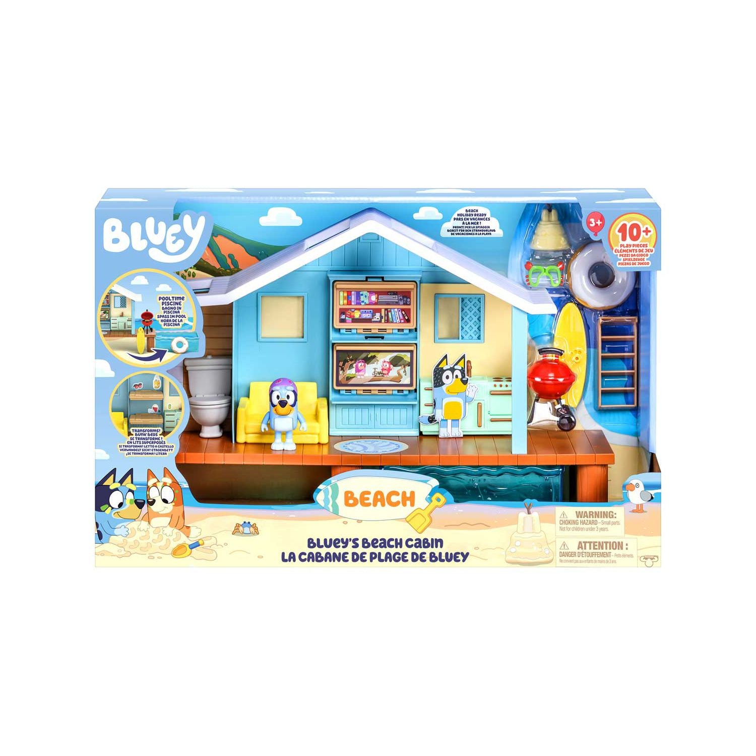 Bluey Beach Cabin Adventure Playset with Figure 25cm - British product